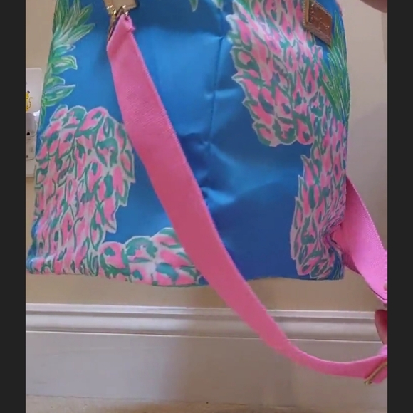 LILLY PULITZER insuleted wine carrier,  cooler, picnic,  beach tote colorful pin - Picture 11 of 13
